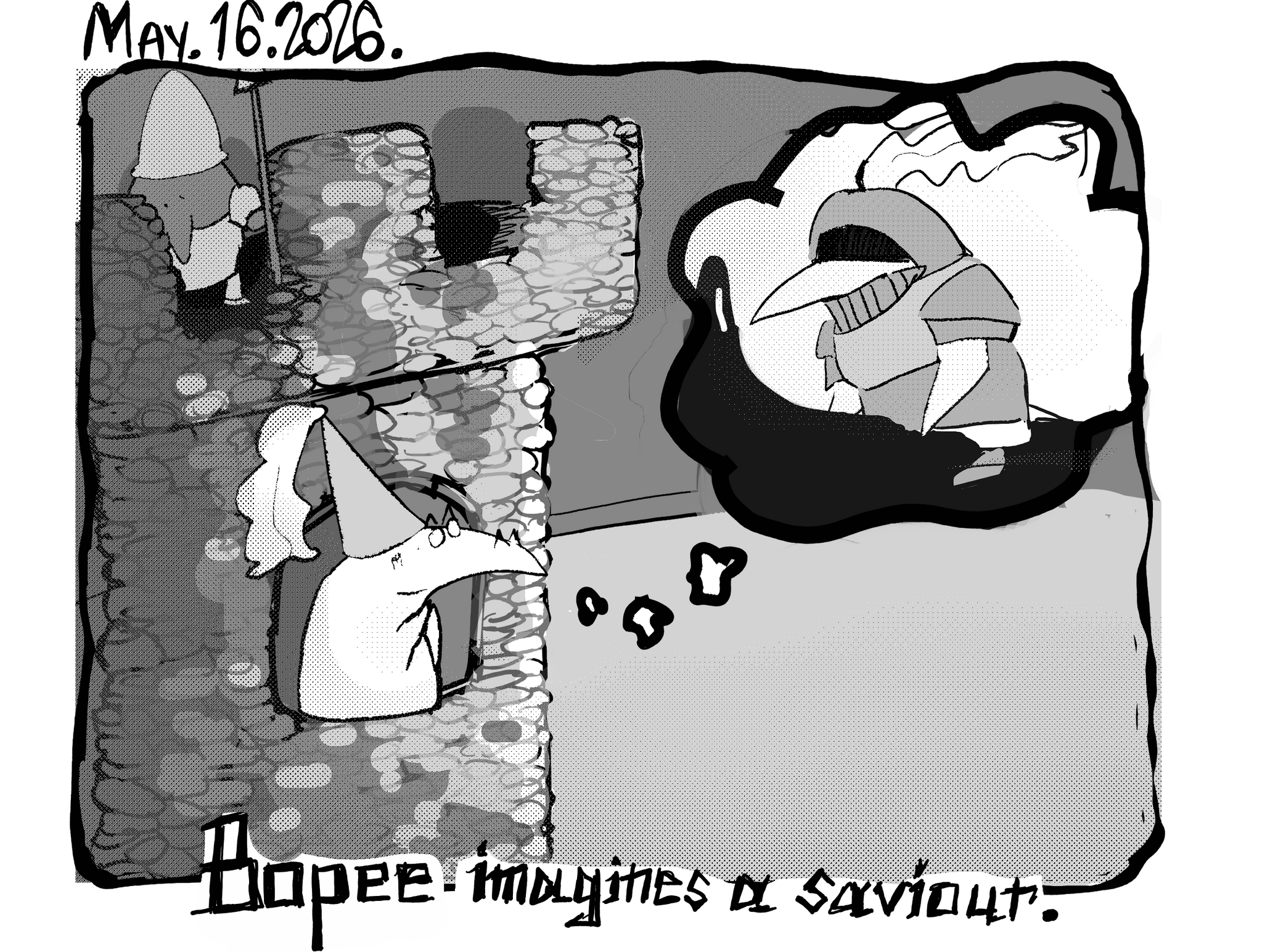 bopee imagines a savior. --- May. 16. 2026.