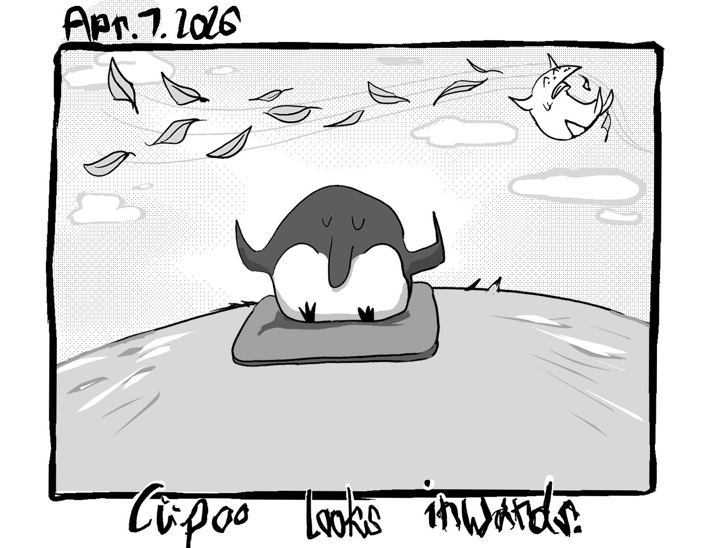 cupoo looks inwards.