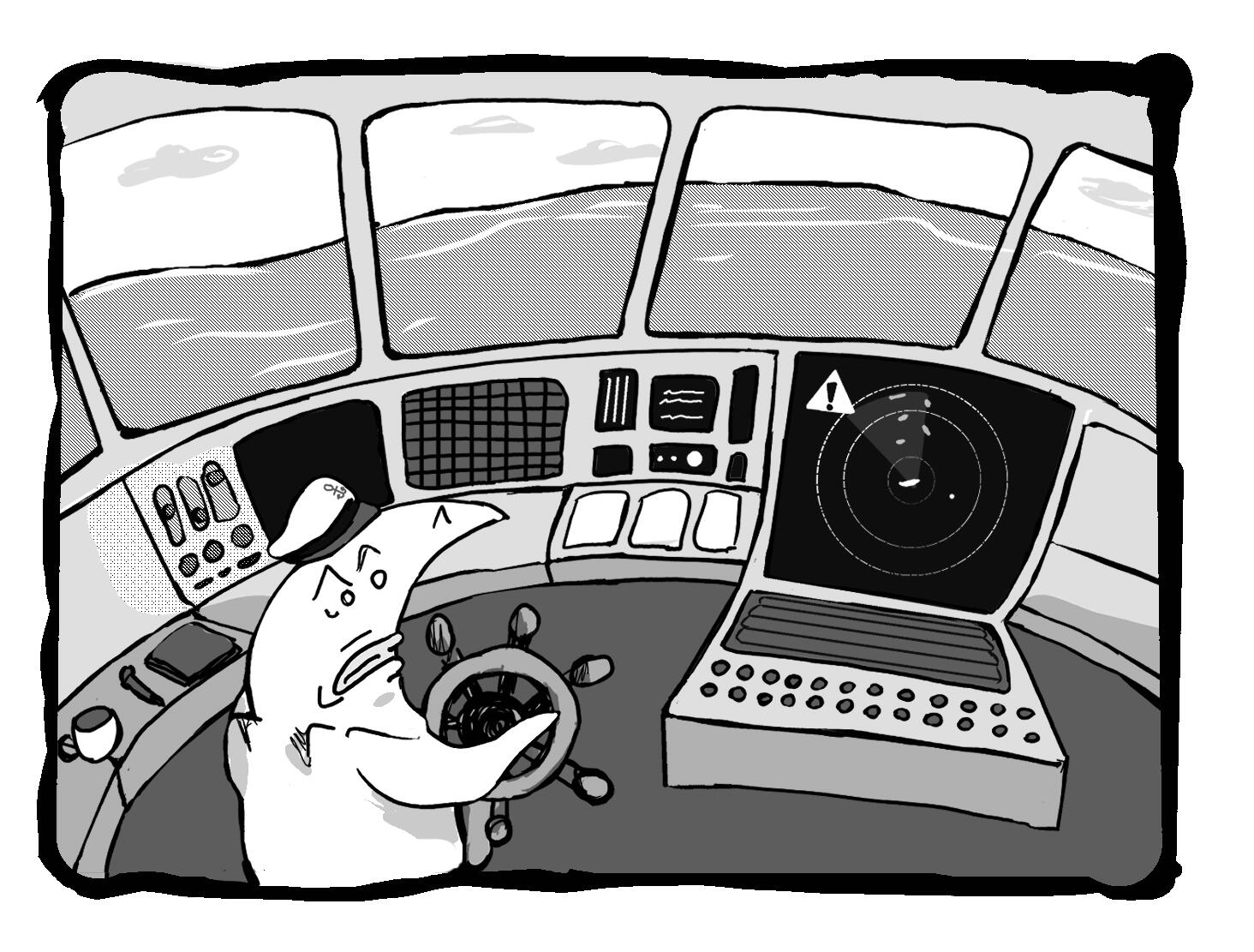 on a ship bopee anxiously stares at the radar --- Apr. 24-25. 2026. 4