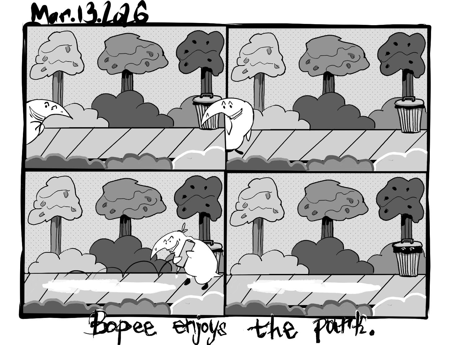 bopee enjoys the park