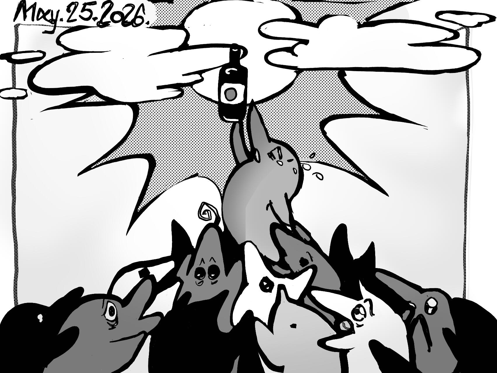 a crowd struggles for a bottle --- May. 25. 2026. 1