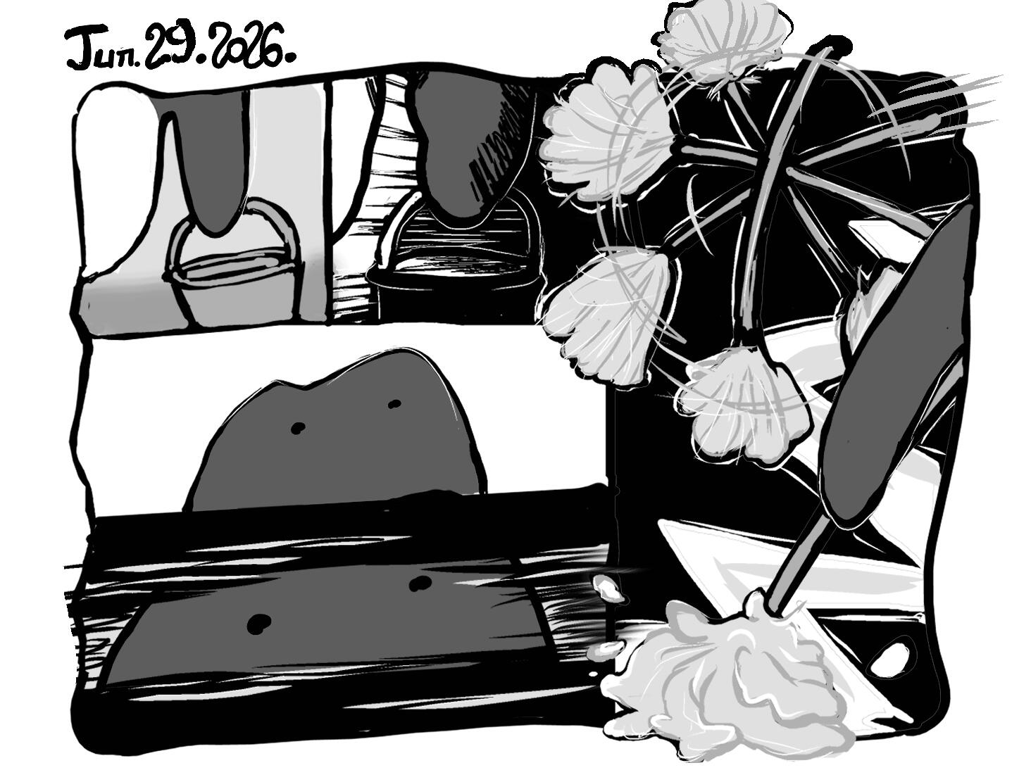 cupoo grips the mop and bucket --- Jun. 29. 2026. 1